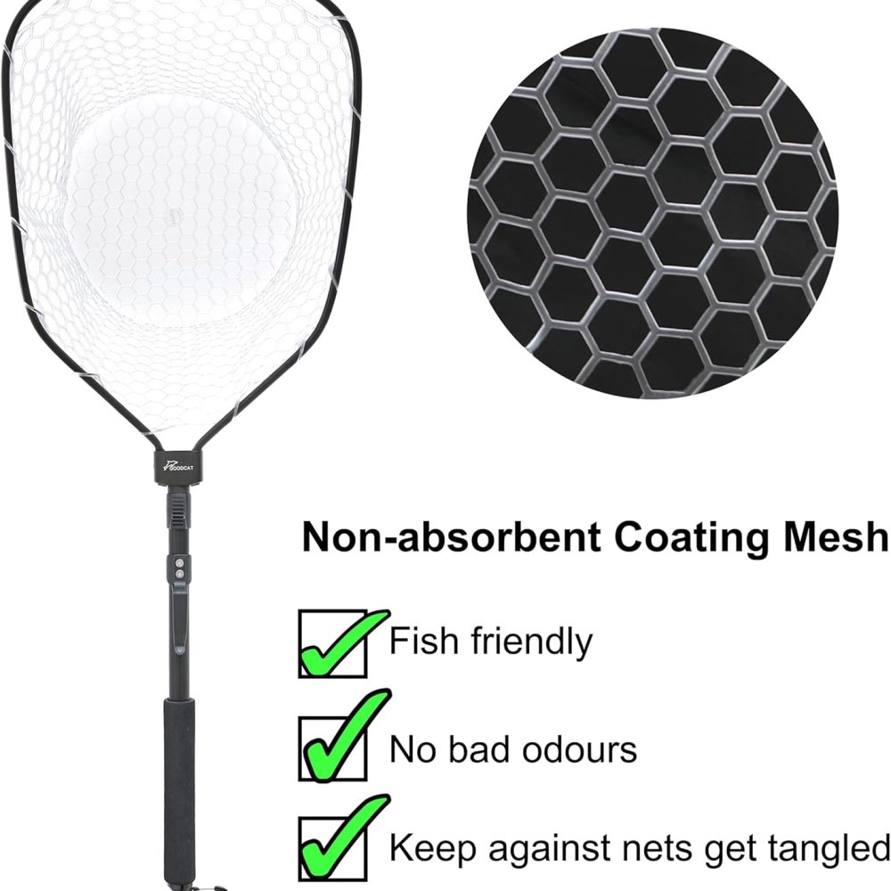 GOODCAT Fly Fishing Net, Bass Trout Landing Net, Folding Fishing Nets Fresh Water, Safe Fish Catching or Releasing, Fly Fishing net Magnetic Release - Image 7
